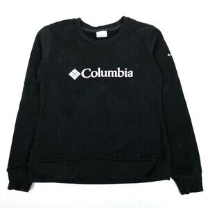 Columbia Logo Black White Crew Sweatshirt Pullover Sweater Womens Small Gorpcore